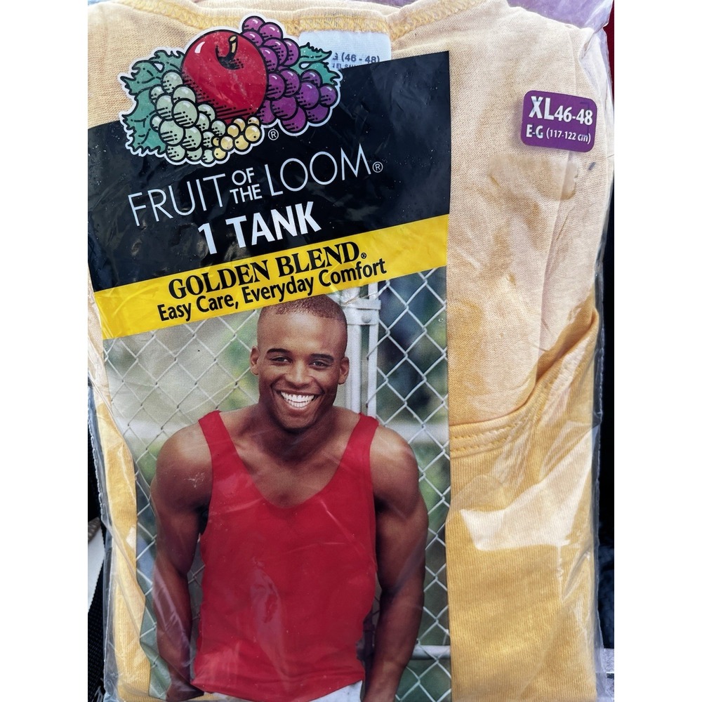 New! Vintage Fruit Of The Loom Golden Blend Tank Top Mens XL 46-48 Yellow